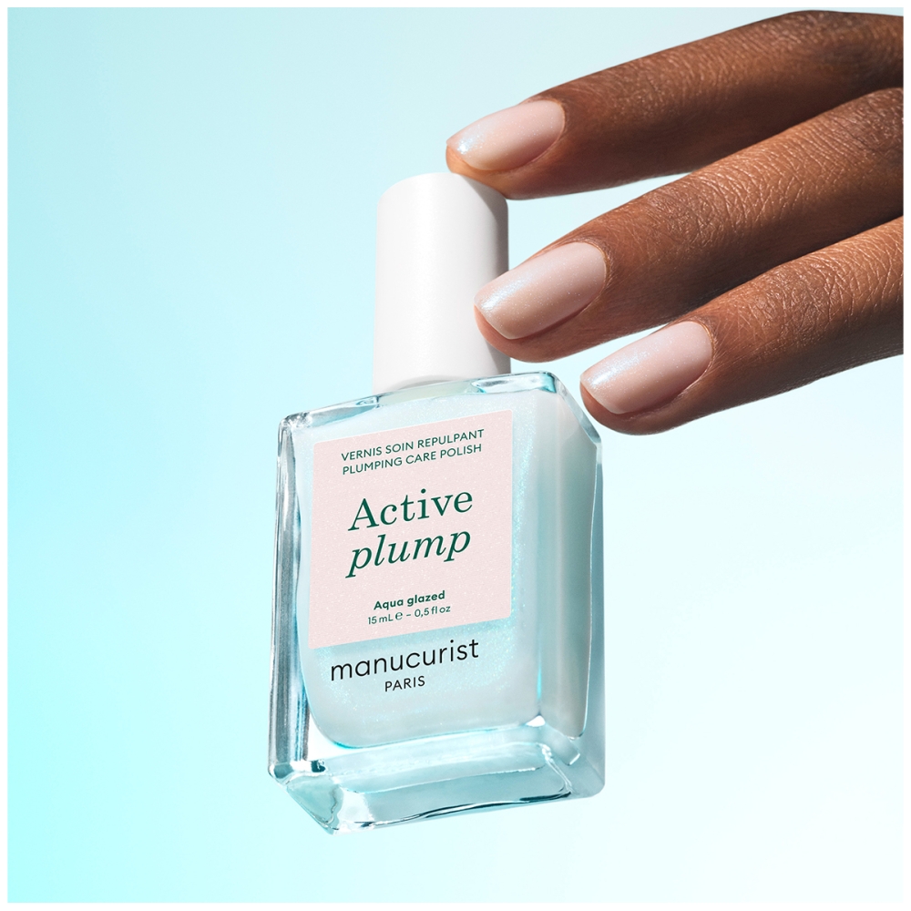 Manucurist "Active™ Plump Aqua Glazed“ nagų priežiūros priemonė su kolagenu. Nagų priežiūros priemonės