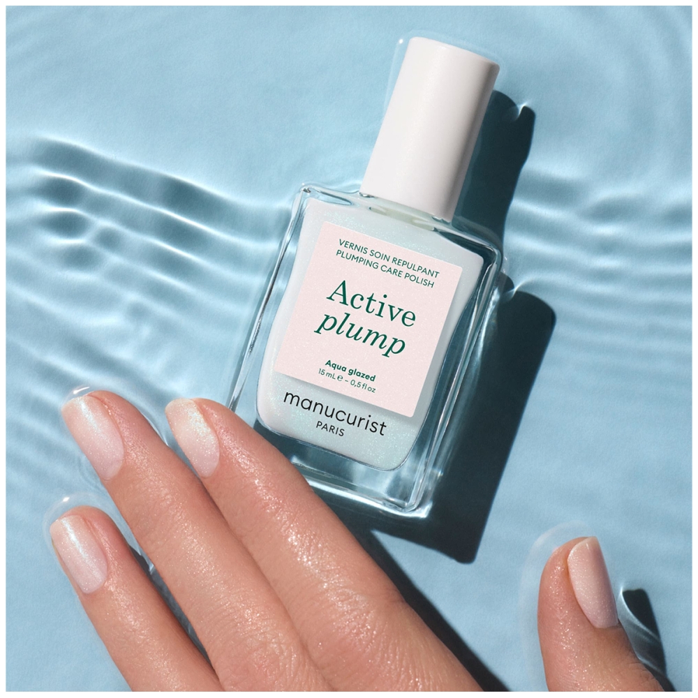 Manucurist "Active™ Plump Aqua Glazed“ nagų priežiūros priemonė su kolagenu. Nagų priežiūros priemonės