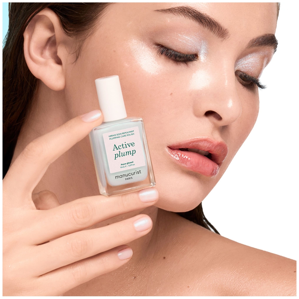 Manucurist "Active™ Plump Aqua Glazed“ nagų priežiūros priemonė su kolagenu. Nagų priežiūros priemonės