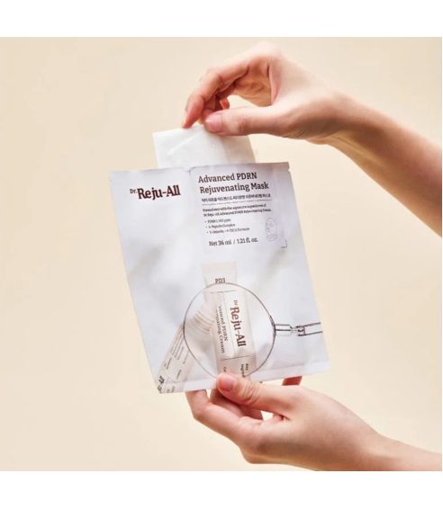 "Advanced PDRN Rejuvenating Mask" lakštinė veido kaukė 4 vnt.. Korėjietiškos veido kaukės