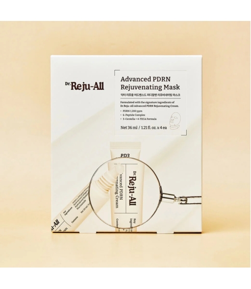 "Advanced PDRN Rejuvenating Mask" lakštinė veido kaukė 4 vnt.. Korėjietiškos veido kaukės