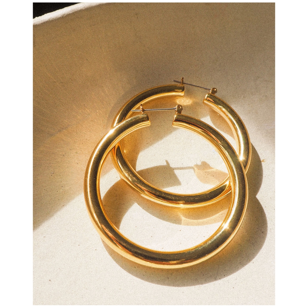 Amalfi Tube Hoops Gold. Earrings