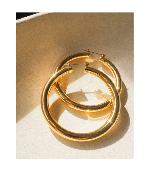 Amalfi Tube Hoops Gold. Earrings