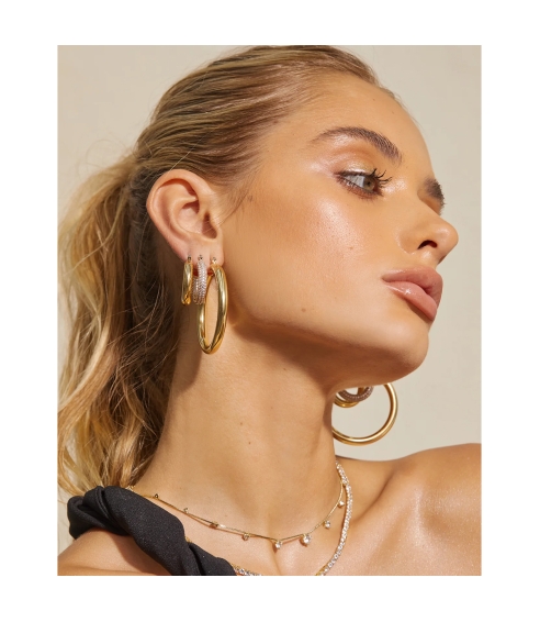 Amalfi Tube Hoops Gold. Earrings