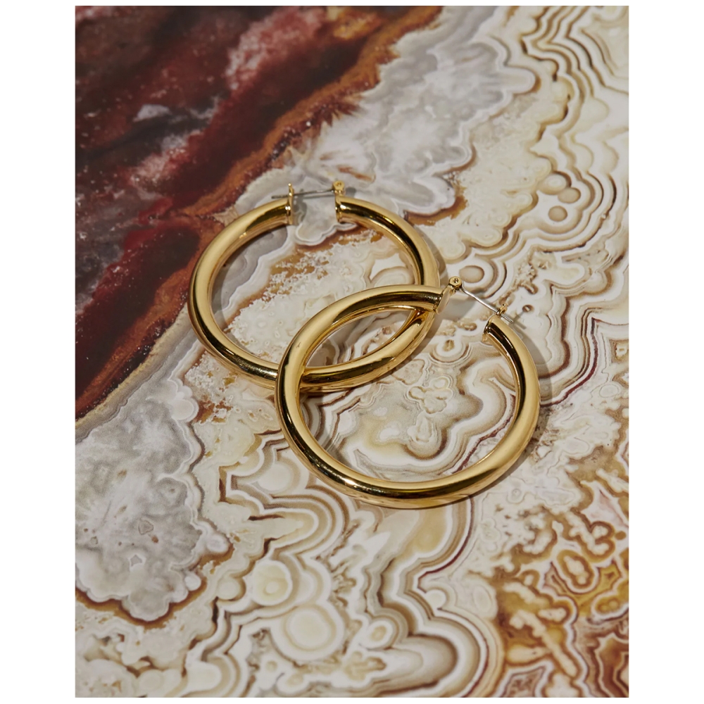 Amalfi Tube Hoops Gold. Earrings