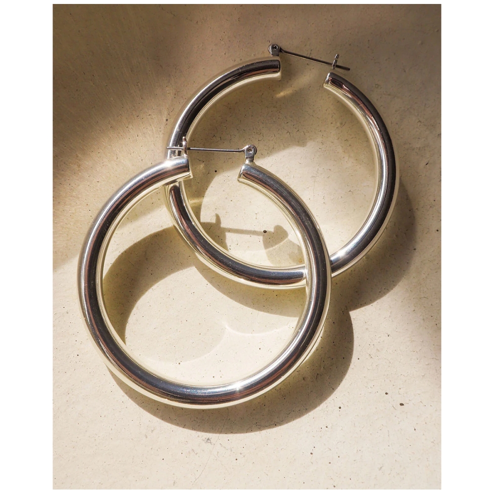 Amalfi Tube Hoops Silver. Earrings
