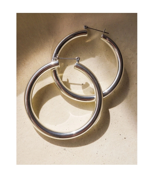 Amalfi Tube Hoops Silver. Earrings