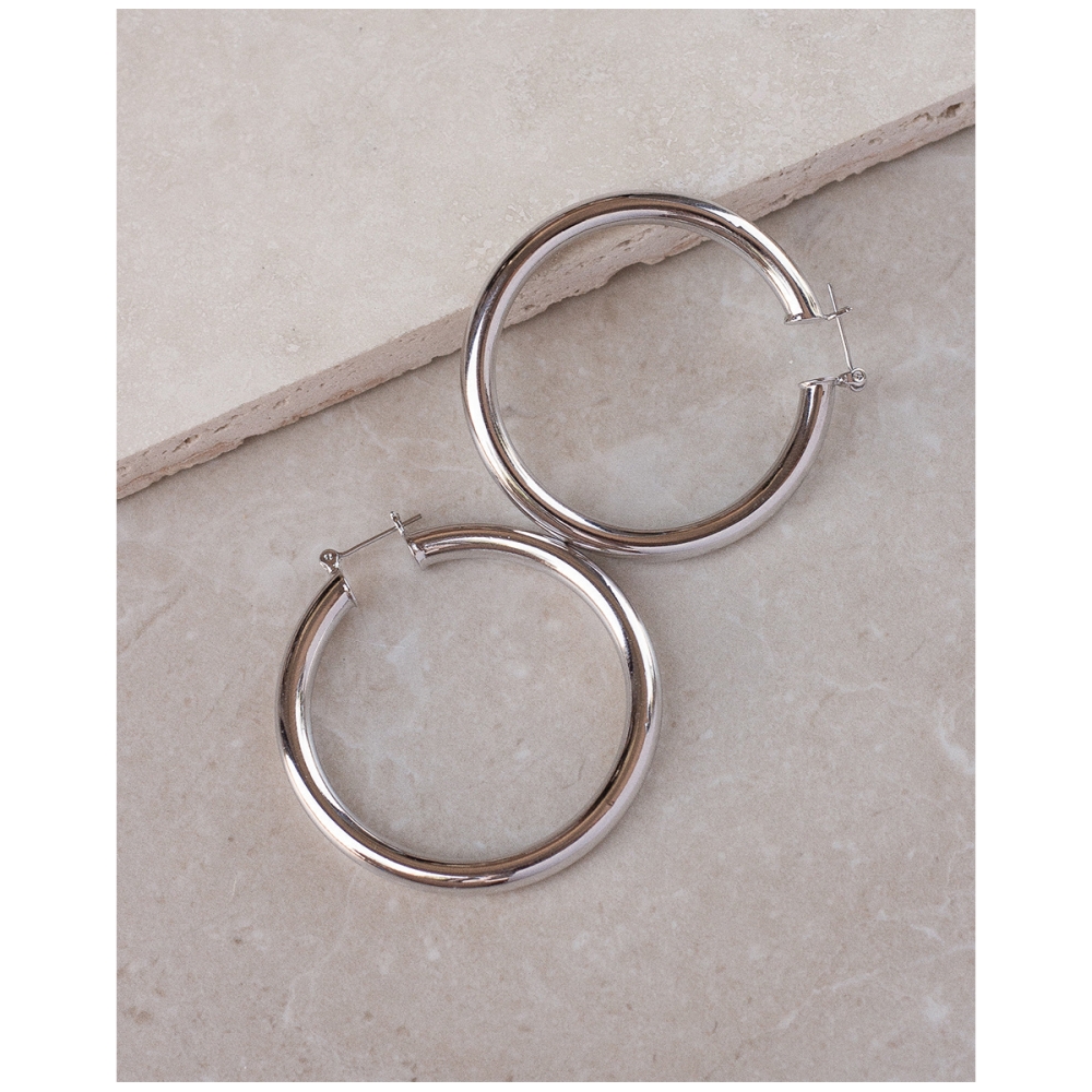 Amalfi Tube Hoops Silver. Earrings