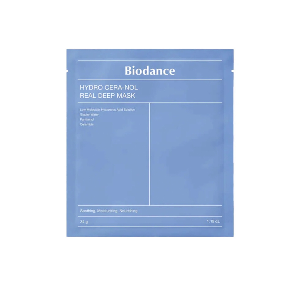 BIODANCE BIODANCE "Hydro Cera-nol Real Deep Mask" veido kaukė su keramidais. Lakštinės ir hidrogelio kaukės
