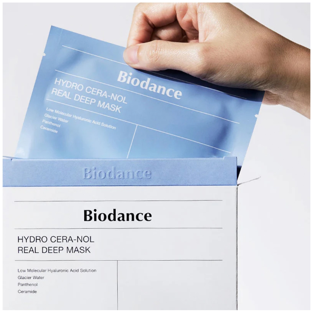 BIODANCE BIODANCE "Hydro Cera-nol Real Deep Mask" veido kaukė su keramidais. Lakštinės ir hidrogelio kaukės