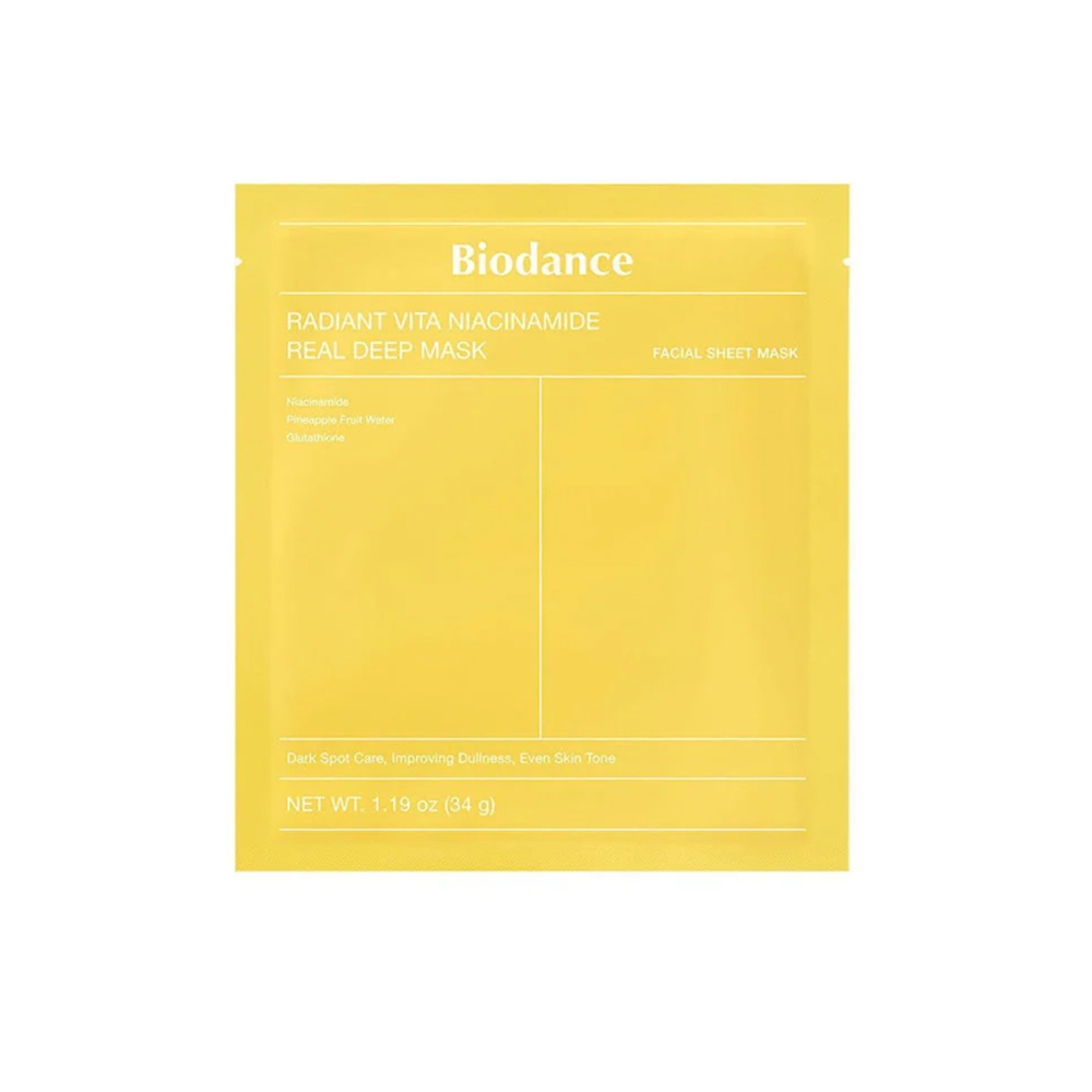 BIODANCE BIODANCE "Radiant Vita Niacinamide Real Deep Mask" veido kaukė su niacinamidu. Lakštinės ir hidrogelio kaukės