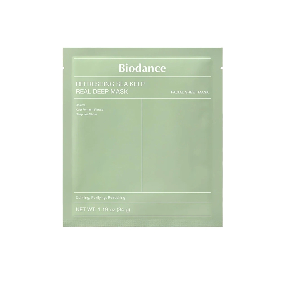 BIODANCE BIODANCE "Refreshing Sea Kelp Real Deep Mask" veido kaukė su jūros dumbliais. Lakštinės ir hidrogelio kaukės