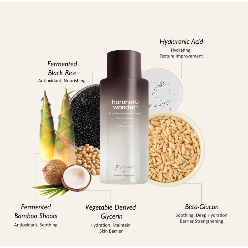 Haruharu Wonder Korėjietiški tonikai ir dulksnos "Black Rice Hyaluronic Toner For Sensitive Skin" veido tonikas (be alkoholio ir kvapiklių) Haruharu Wonder "Black Rice Hyaluronic Toner For Sensitive Skin" veido tonikas (be alkoholio ir kvapiklių). Korėjietiški tonikai ir dulksnos