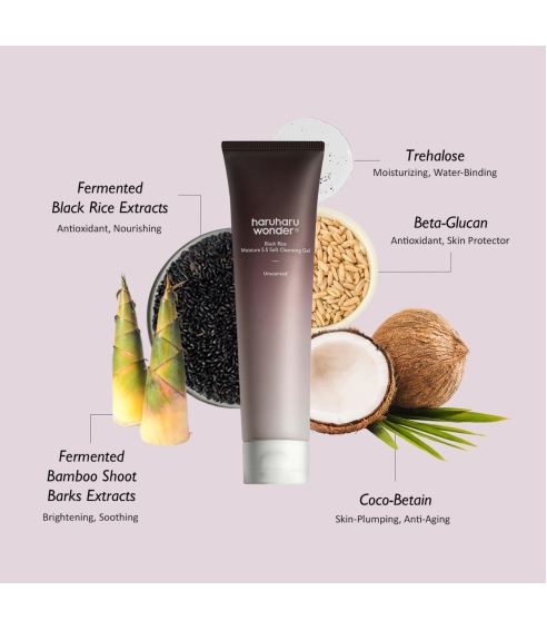 "Black Rice Moisture 5.5 Soft Cleansing Gel" veido prausiklis. Korėjietiški veido prausikliai