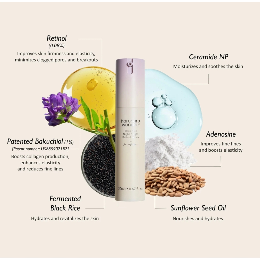 Haruharu Wonder Black Rice Night Knight Retinol Serum. Korean Serums and Ampoules