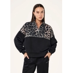 "Boundless Zip Neck Sweat" džemperis su leopardo rašto detalėmis. Džemperiai "Boundless Zip Neck Sweat" džemperis su leopardo rašto detalėmis. Džemperiai