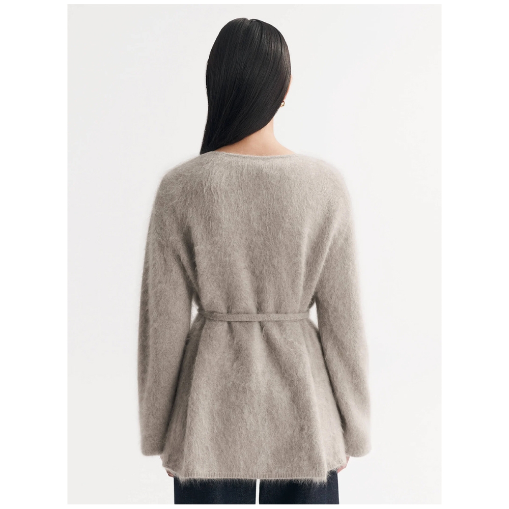 Brushed Cardigan - greige. Sweaters