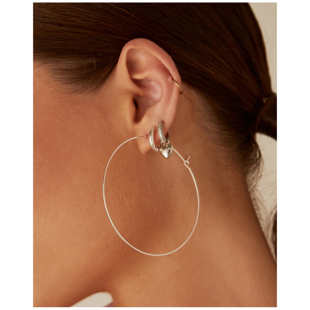 Luv Aj Capri Wire Hoops - Silver. Earrings