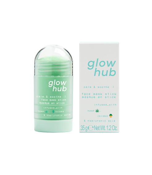 Glow Hub calm & soothe face mask stick. Clay masks