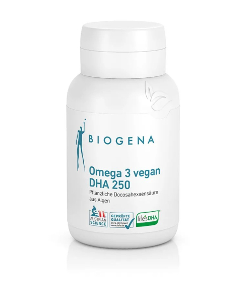 Biogena Omega 3 vegan DHA EPA 450 Gold. Omega rūgštys