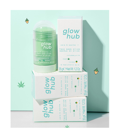 Glow Hub calm & soothe face mask stick. Clay masks