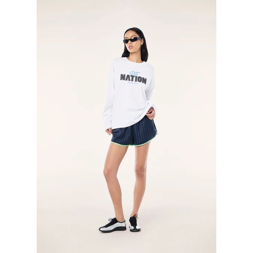 P.E Nation "Champion Long Sleeve Heavyweight Tee" baltos spalvos marškinėliai. Ilgomis rankovėmis