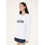 "Champion Long Sleeve Heavyweight Tee" baltos spalvos marškinėliai. Marškinėliai