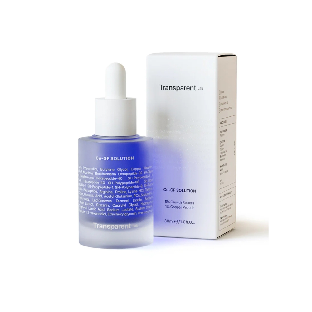Transparent Lab “Cu-Gf Solution” atkuriamasis serumas su vario peptidais. Serumai veidui