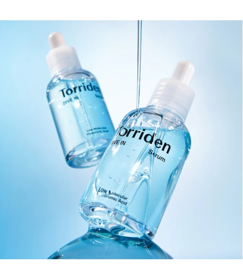 "DIVE-IN Low-Molecular Hyaluronic Acid Serum" drėkinamasis veido serumas. Korėjietiški serumai ir ampulės