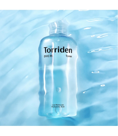 "DIVE-IN Low Molecular Hyaluronic Acid Toner" drėkinamasis veido tonikas. Korėjietiški tonikai ir dulksnos