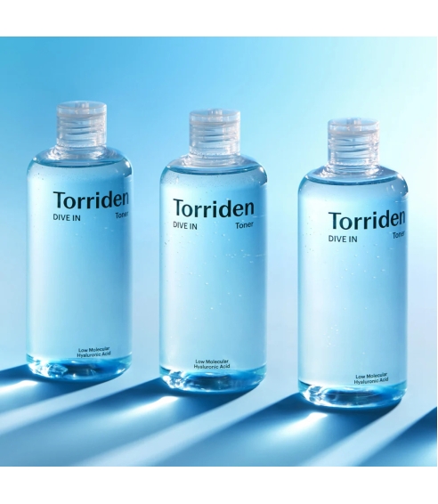 "DIVE-IN Low Molecular Hyaluronic Acid Toner" drėkinamasis veido tonikas. Korėjietiški tonikai ir dulksnos
