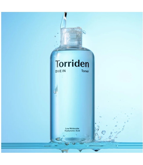 "DIVE-IN Low Molecular Hyaluronic Acid Toner" drėkinamasis veido tonikas. Korėjietiški tonikai ir dulksnos