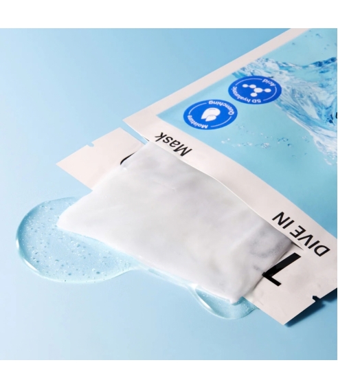 "DIVE-IN Low Molecule Hyaluronic Acid Mask" lakštinė veido kaukė. Korėjietiškos veido kaukės