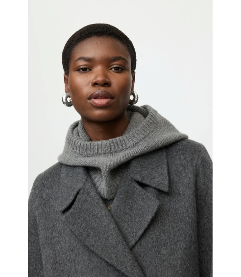 Double Breasted Coat In Anthracite Melange. Coats