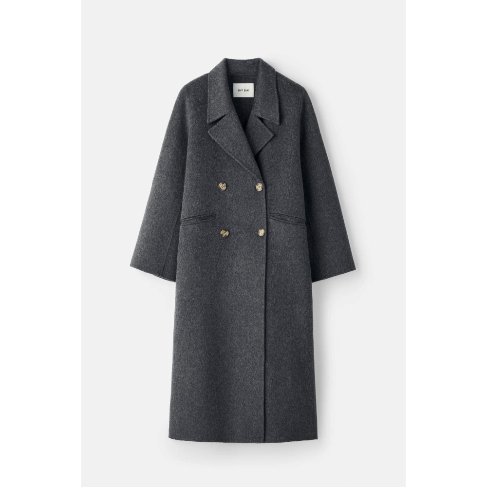 Soft Goat Coats Double Breasted Coat In Anthracite Melange Soft Goat Double Breasted Coat In Anthracite Melange. Coats