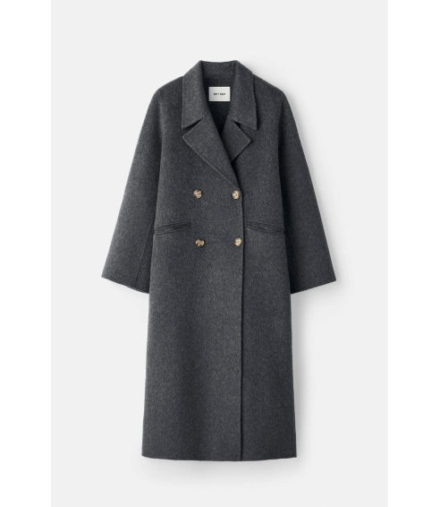 Double Breasted Coat In Anthracite Melange. Coats