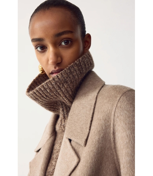Double Breasted Coat In Greige. Coats