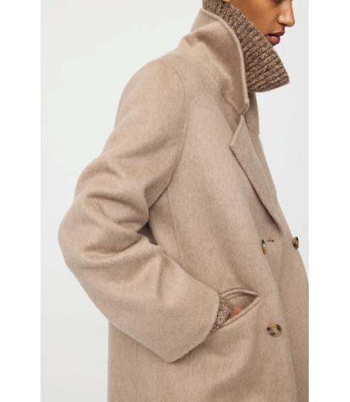 Double Breasted Coat In Greige. Coats