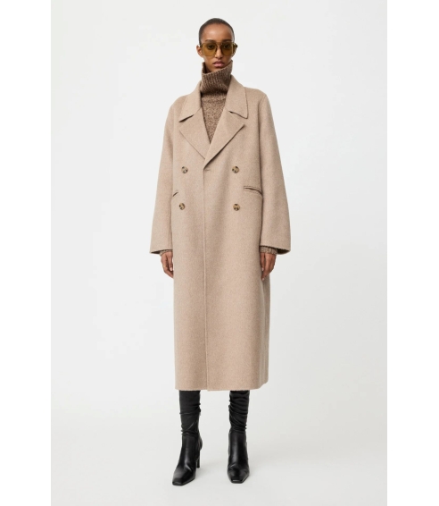 Double Breasted Coat In Greige. Coats