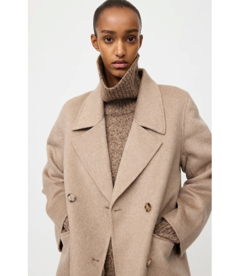 Double Breasted Coat In Greige. Coats