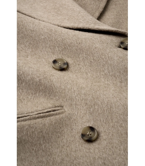 Double Breasted Coat In Greige. Coats