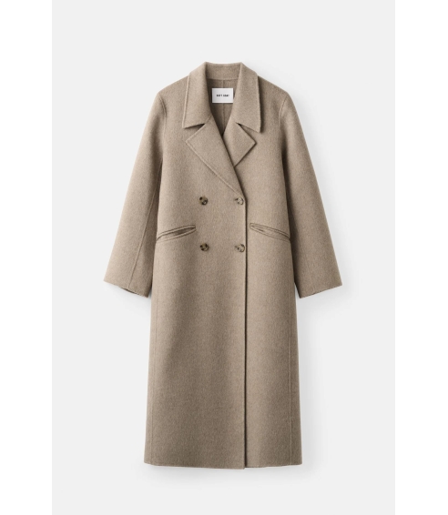 Double Breasted Coat In Greige. Coats