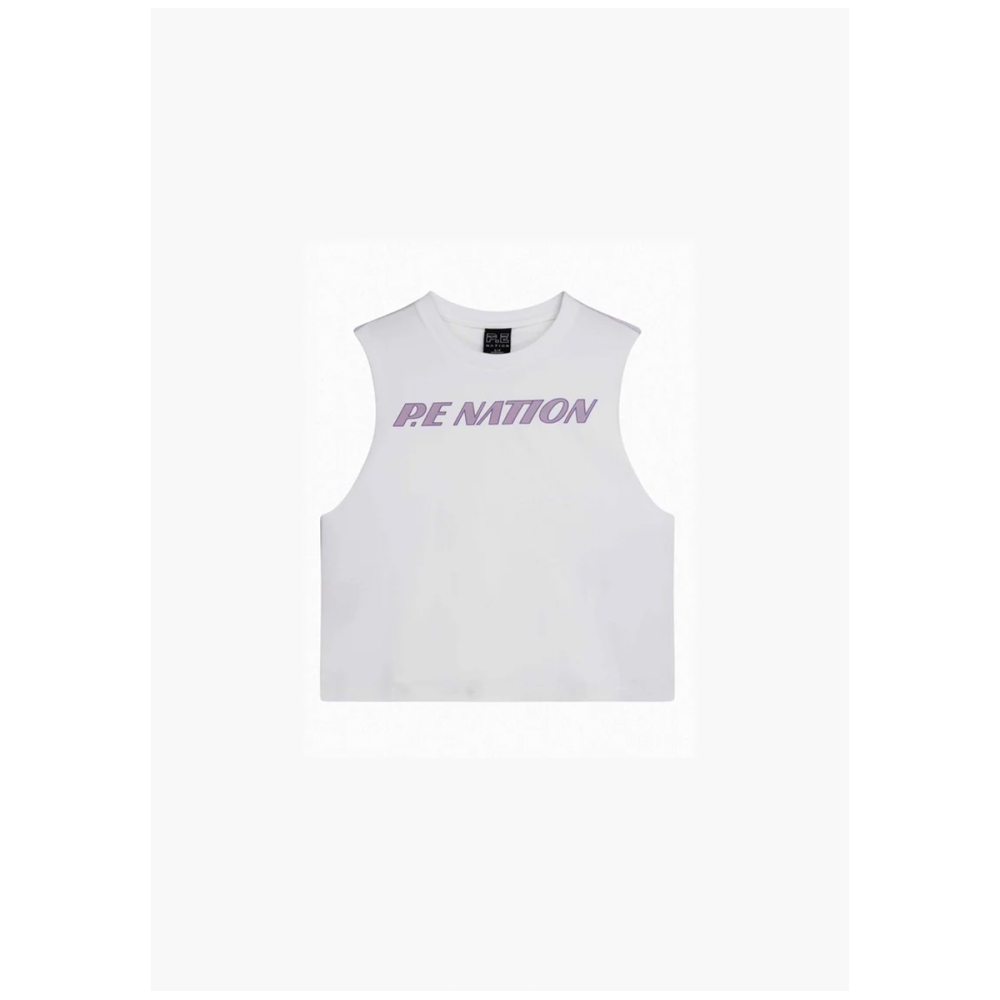 P.E Nation DOUBLE JUMP TANK IN OPTIC WHITE. Short sleeve