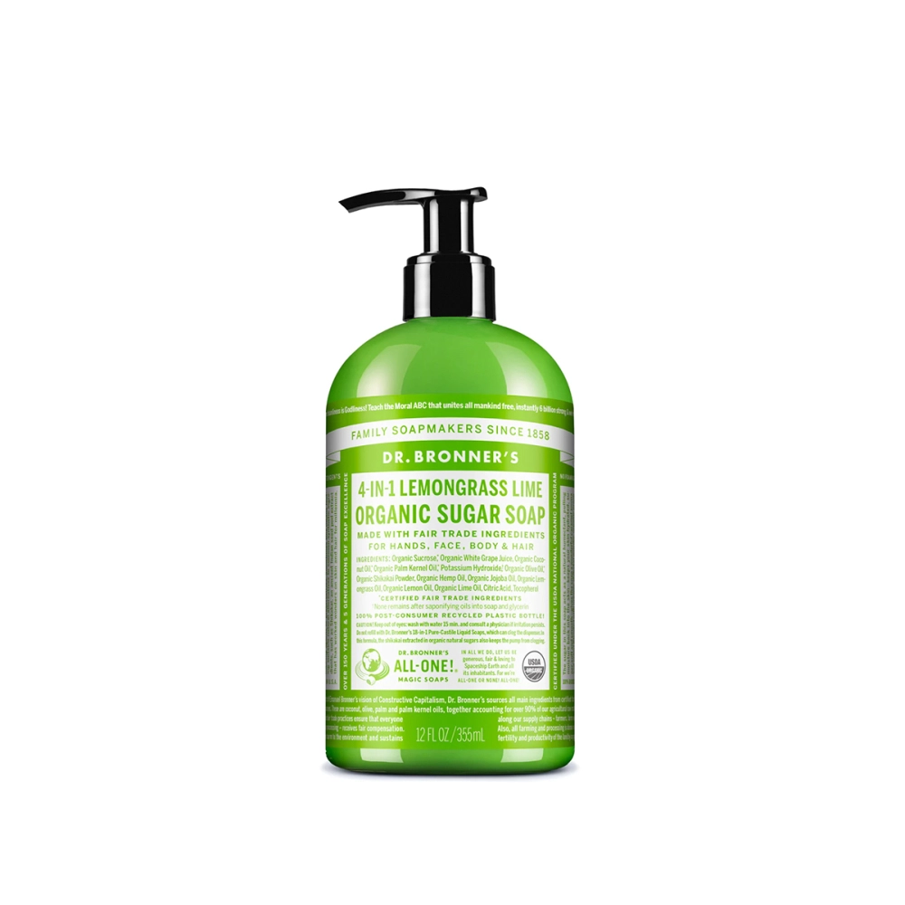 Dr. Bronner's Ekologiškas muilas Lemongrass-Lime. Kūno prausikliai