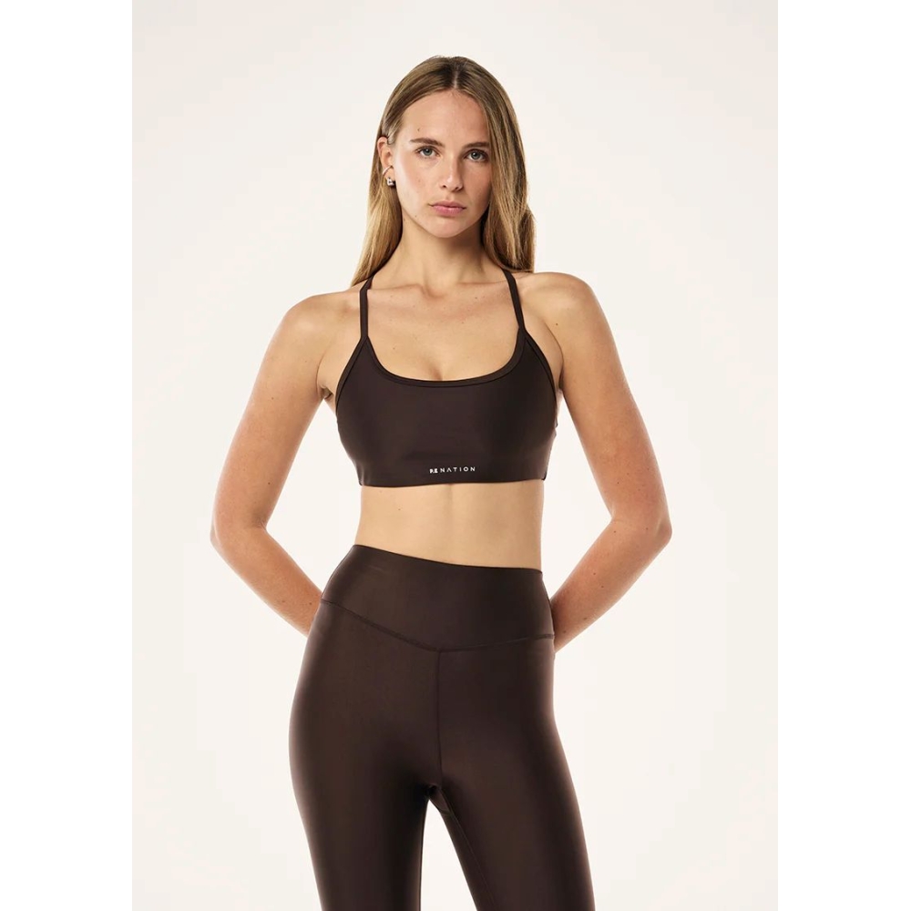 P.E Nation „Fairmont” espresso rudos spalvos sportinė liemenėlė. Sportinės liemenėlės