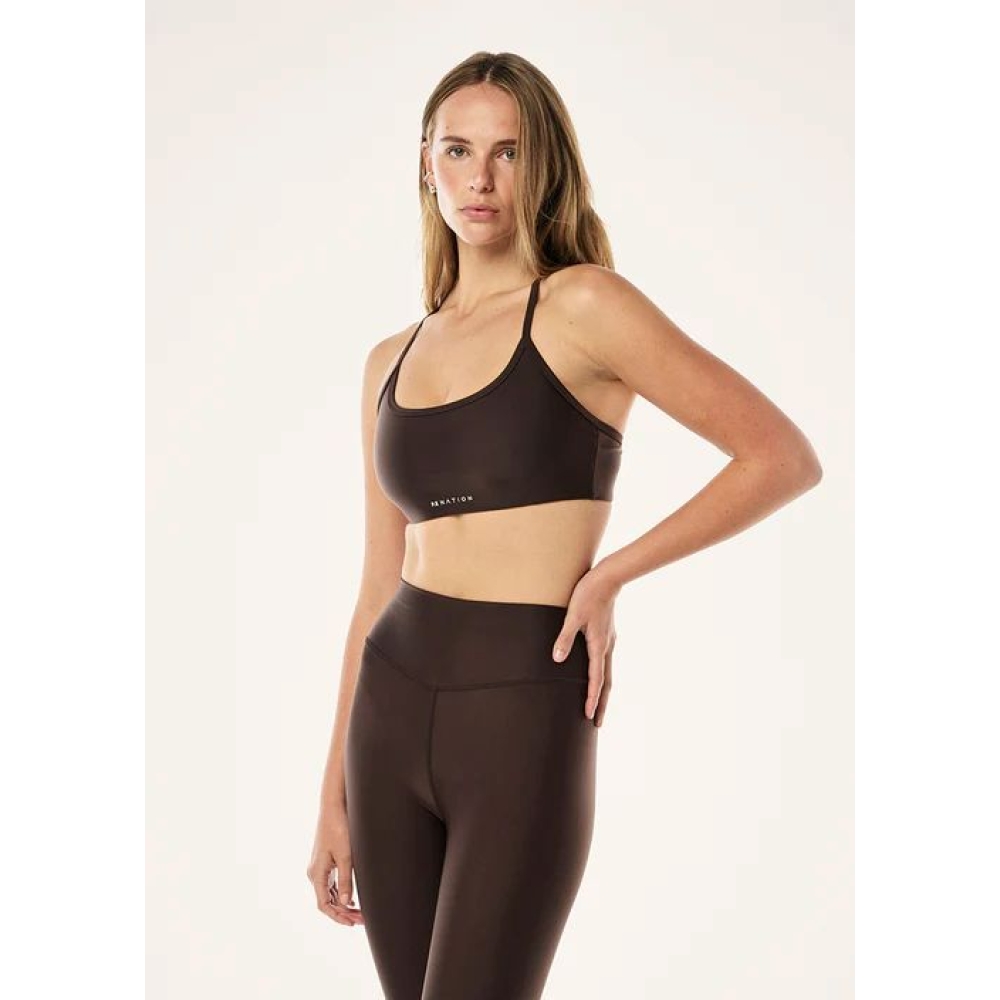 P.E Nation „Fairmont” espresso rudos spalvos sportinė liemenėlė. Sportinės liemenėlės