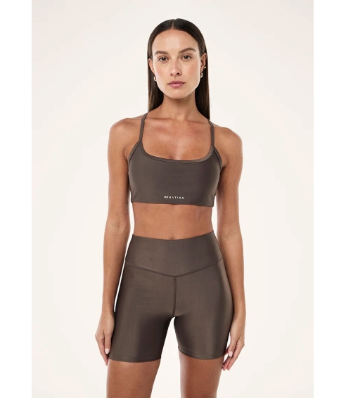 "Fairmont Sports Bra" blizgios rudos spalvos sportinė liemenėlė. Sportinės liemenėlės