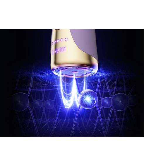 “FAQ™ 101” radijo dažnio ir raudonosios LED šviesos veido prietaisas. Veido aparatai