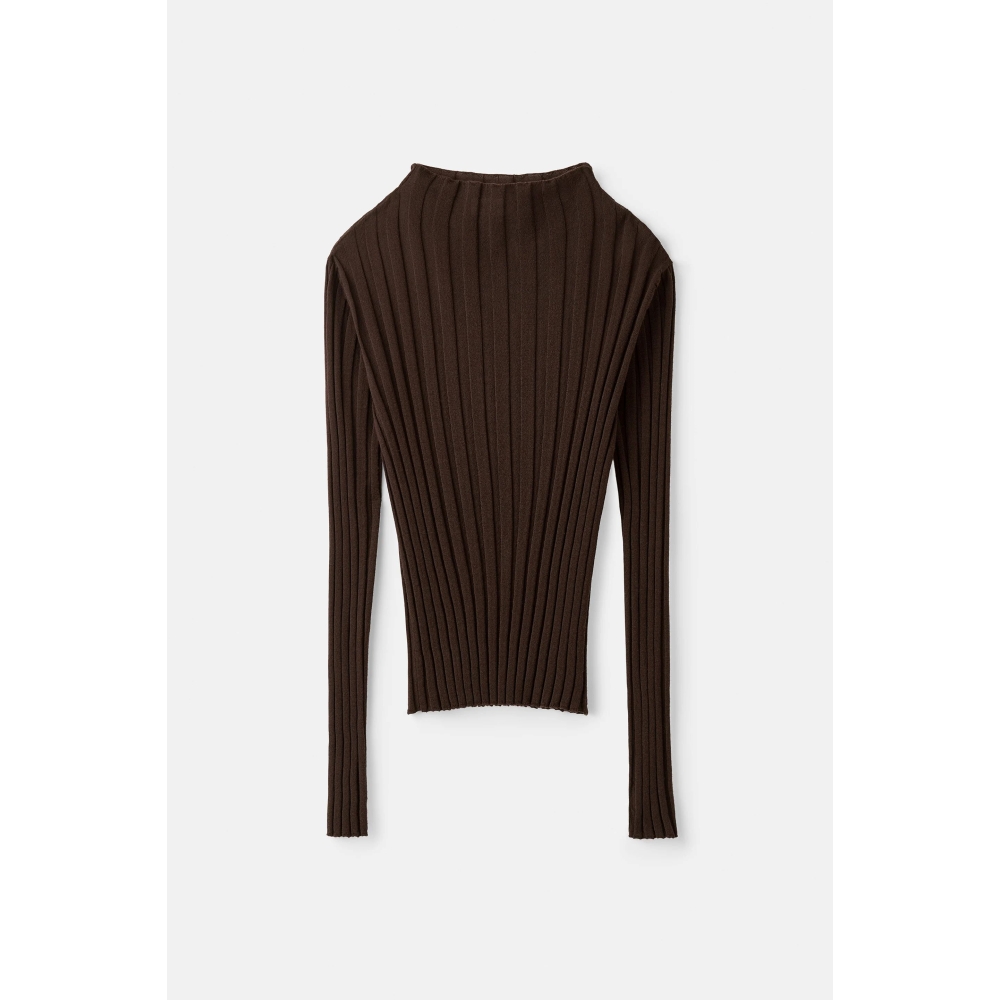 Soft Goat Sweaters Featherlight Ribbed Top In Mocha Soft Goat Featherlight Ribbed Top In Mocha. Sweaters