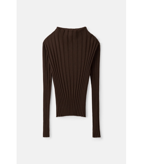 "Featherlight Ribbed Top“ rudos spalvos megztinis. Megztiniai